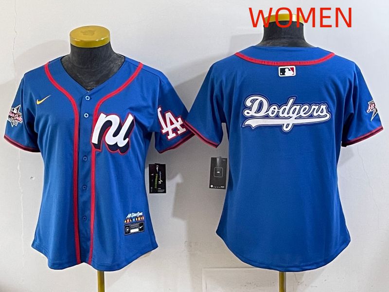 Women 2025 Los Angeles Dodgers Blank Blue All star Nike MLB Jersey style 07